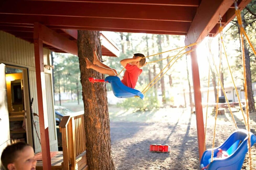 Hanging little tikes swing from porch on sale